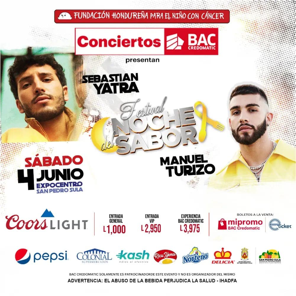 Conciertos BAC con Sebastian Yatra y Manuel Turizo